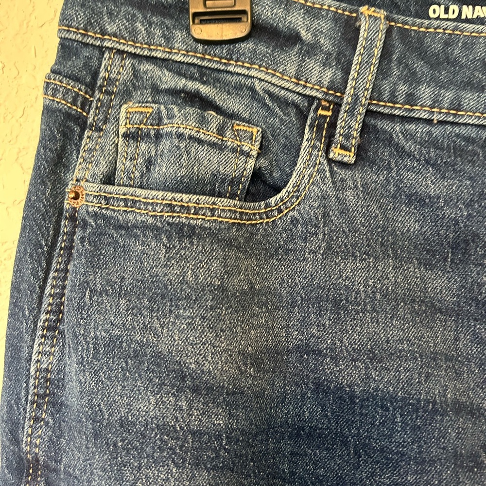 Old Navy Dark Blue Straight Jeans, Vintage Slim Smooth Pockets Size 8 Tall - Picture 2 of 7
